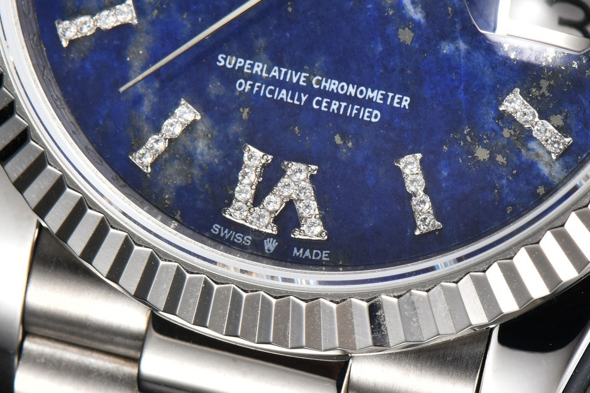Rolex Day-Date 36 Hidden 6 Diamond Roman Markers | CS Factory Natural Gemstone Dial 904L Steel Watch