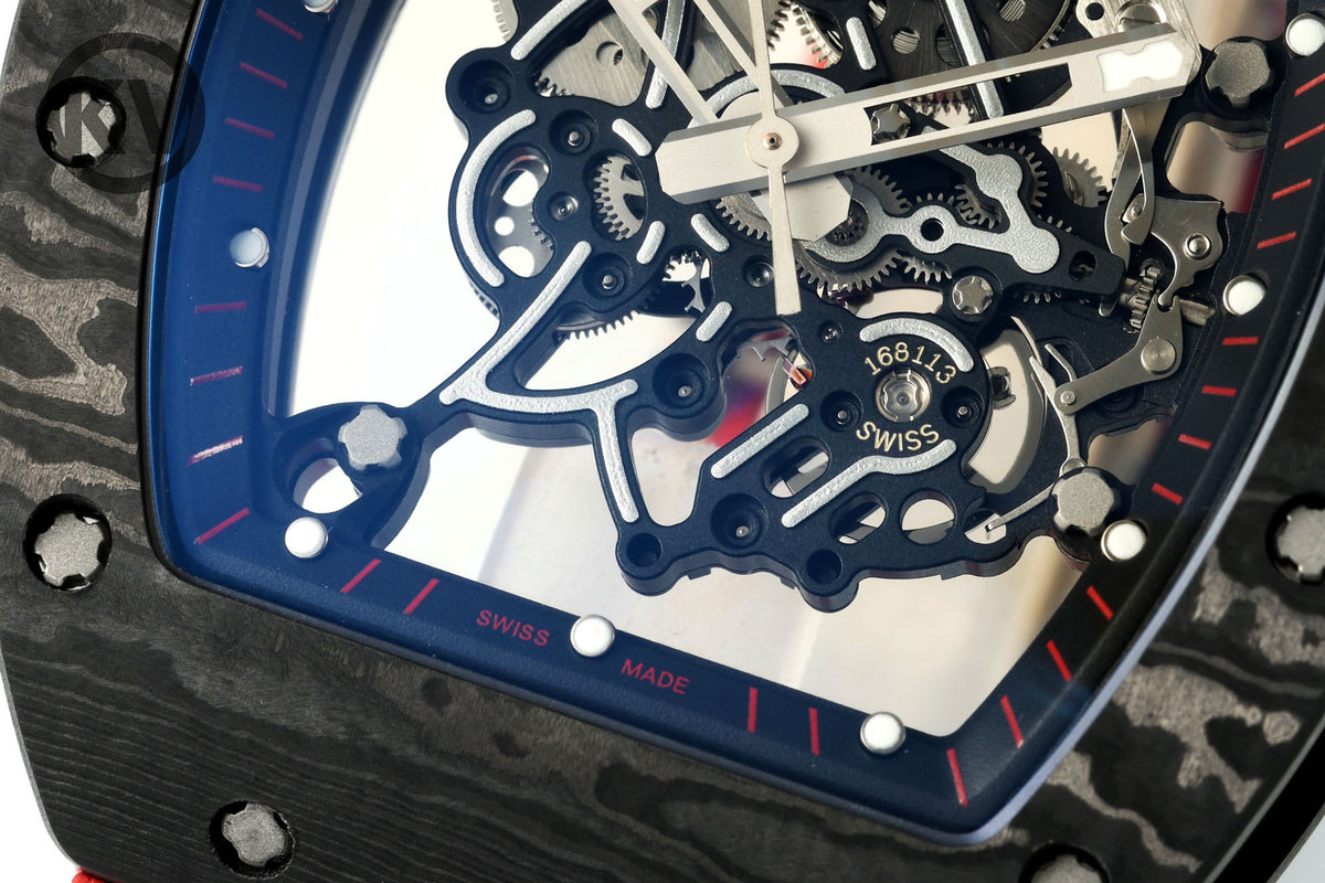 Richard Mille RM055 Tonneau Hollow Automatic Watch Light 74.3g FKM Rubber Strap