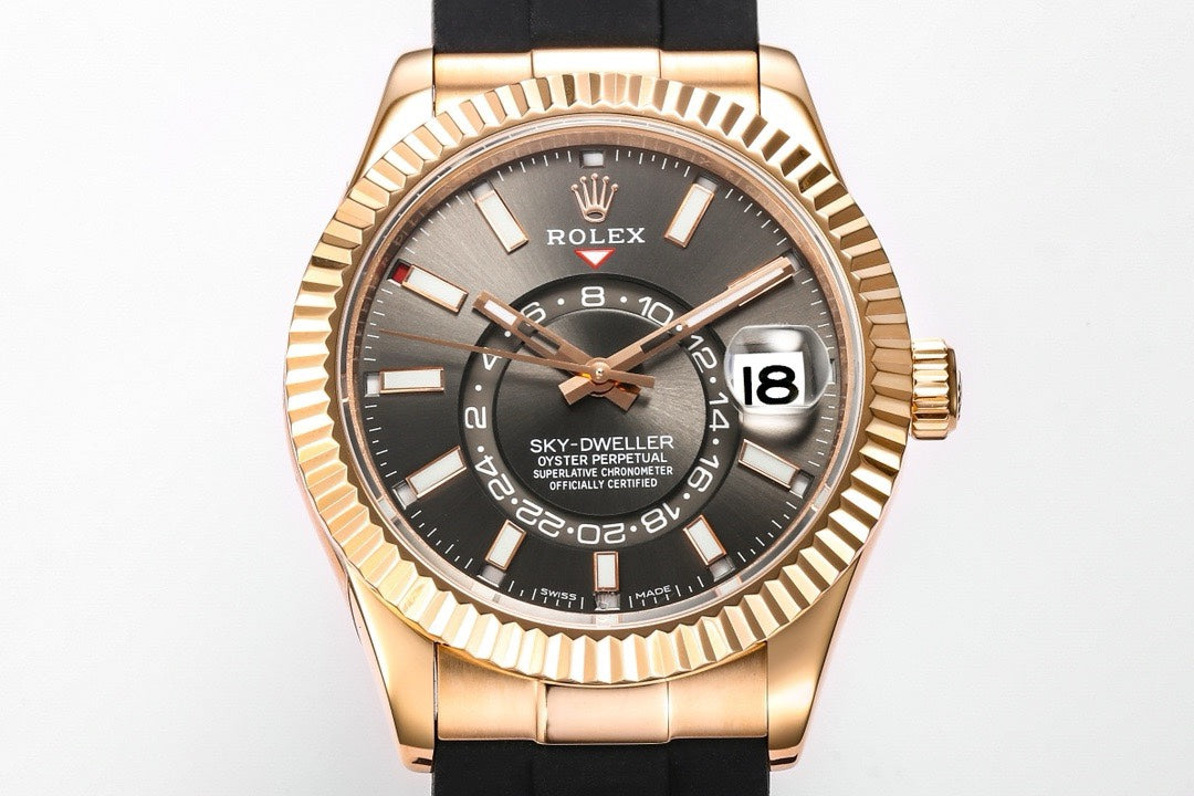Rolex Sky‑Dweller Watch 42mm 904L Steel 9002 Automatic Movement Ring Command Bezel