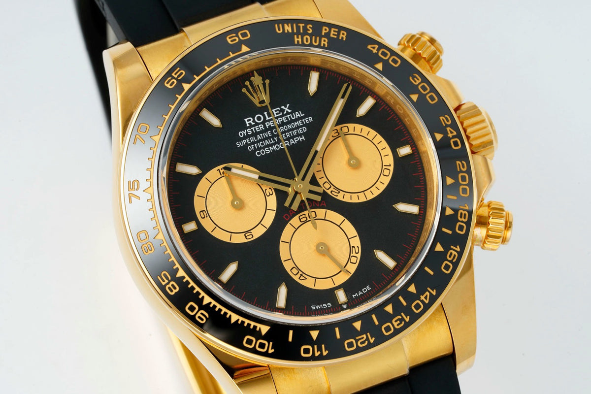 Rolex Cosmograph Daytona 18K Gold Plated Automatic Chronograph Watch Rubber Strap
