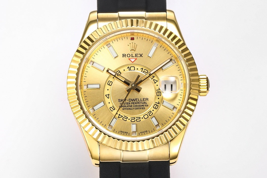 Rolex Sky‑Dweller Watch 42mm 904L Steel 9002 Automatic Movement Ring Command Bezel