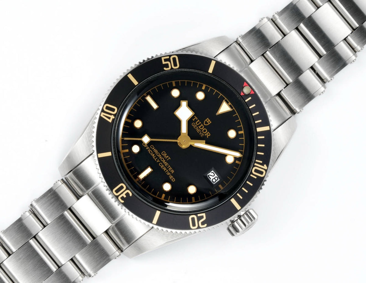 Tudor Black Bay GMT Automatic Diver Watch 41mm, Domed Sapphire Crystal, Rivet Stainless Steel Bracelet, Multiple Ceramic Bezel Color Options