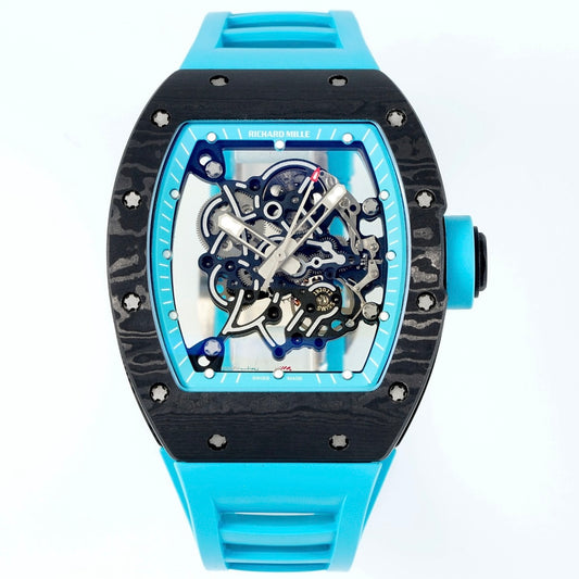 Richard Mille RM055 Tonneau Hollow Automatic Watch Light 74.3g FKM Rubber Strap
