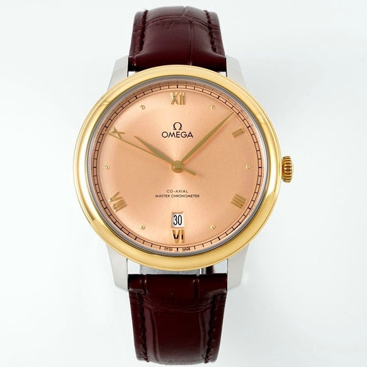 Omega De Ville Power‑Reserve Automatic Mechanical Watch, Genuine Calfskin Leather Strap