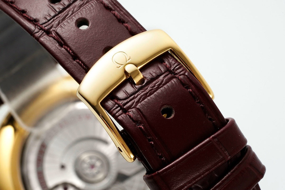 Omega De Ville Power‑Reserve Automatic Mechanical Watch, Genuine Calfskin Leather Strap