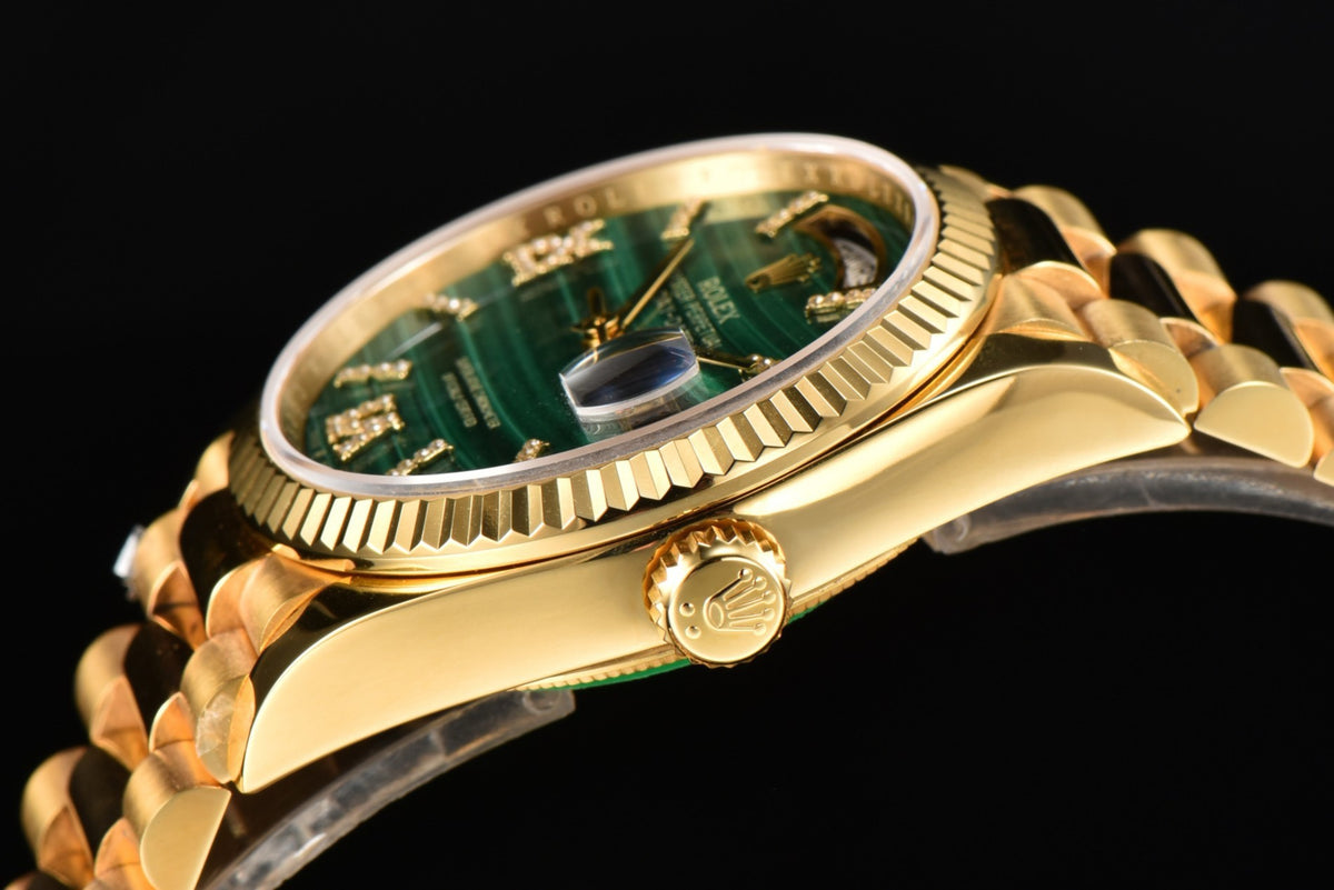 Rolex Day-Date 36 Hidden 6 Diamond Roman Markers | CS Factory Natural Gemstone Dial 904L Steel Watch