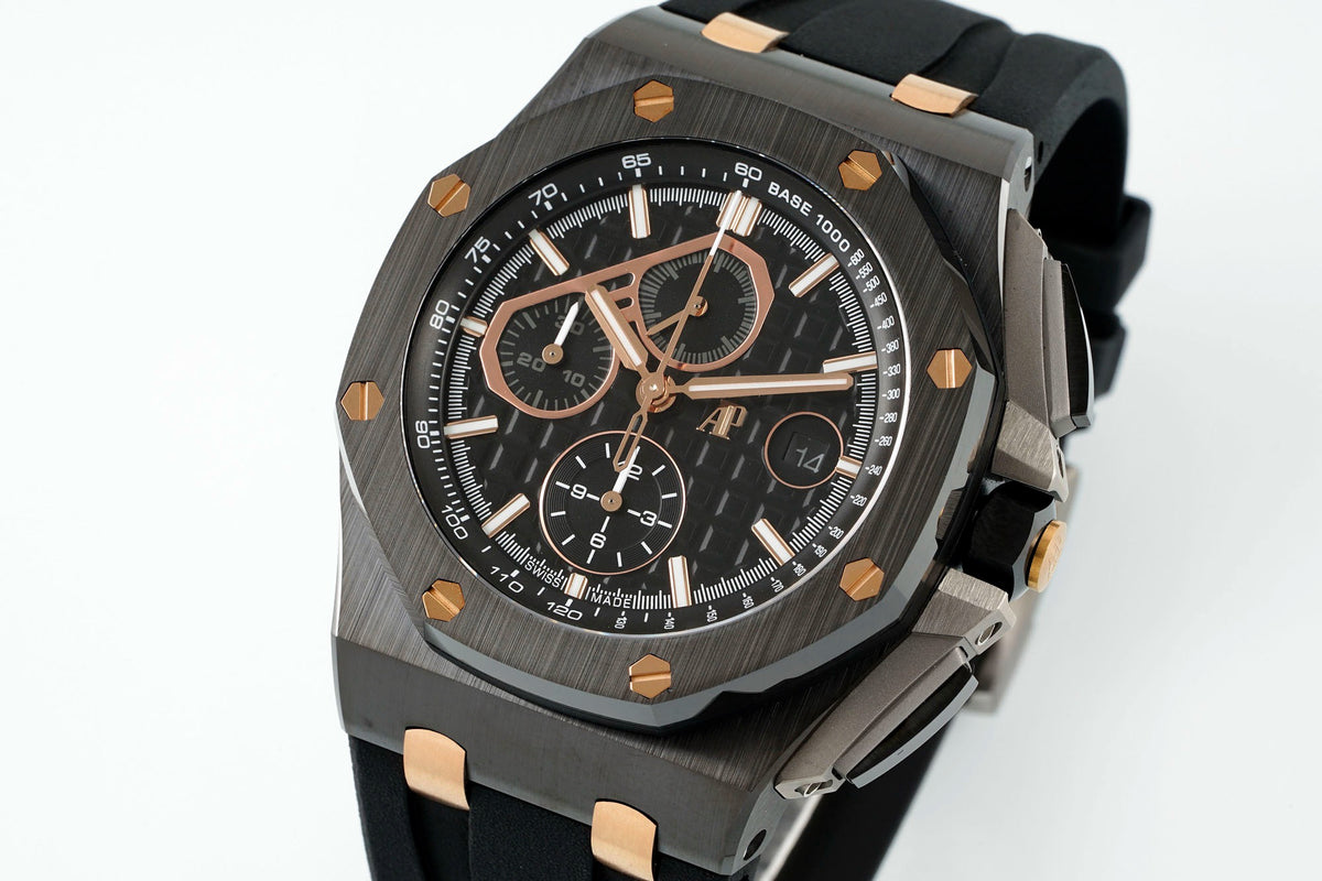 Audemars Piguet Ceramic Chronograph 44mm Sports Watch Rubber Strap