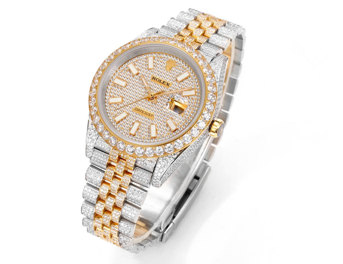 Rolex MS Factory Datejust 41mm Full‑Paved Diamond Watch 904L Steel 3235 Automatic Movement Rainbow Bezel