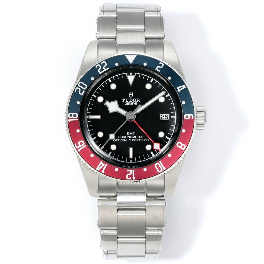 Tudor Black Bay GMT Automatic Diver Watch 41mm, Domed Sapphire Crystal, Rivet Stainless Steel Bracelet, Multiple Ceramic Bezel Color Options