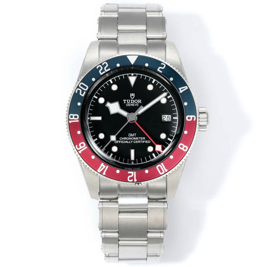 Tudor Black Bay GMT Automatic Diver Watch 41mm, Domed Sapphire Crystal, Rivet Stainless Steel Bracelet, Multiple Ceramic Bezel Color Options
