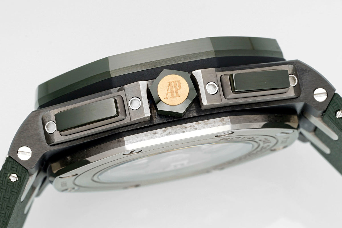 Audemars Piguet Ceramic Chronograph 44mm Sports Watch Rubber Strap