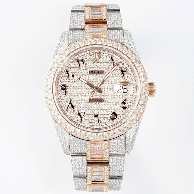 Rolex TW Factory Fully Iced‑Out Datejust 41mm Men Watch, Full Paved Stones, 2824 Automatic Movement