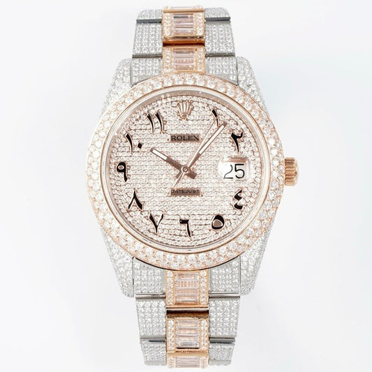 Rolex TW Factory Fully Iced‑Out Datejust 41mm Men Watch, Full Paved Stones, 2824 Automatic Movement