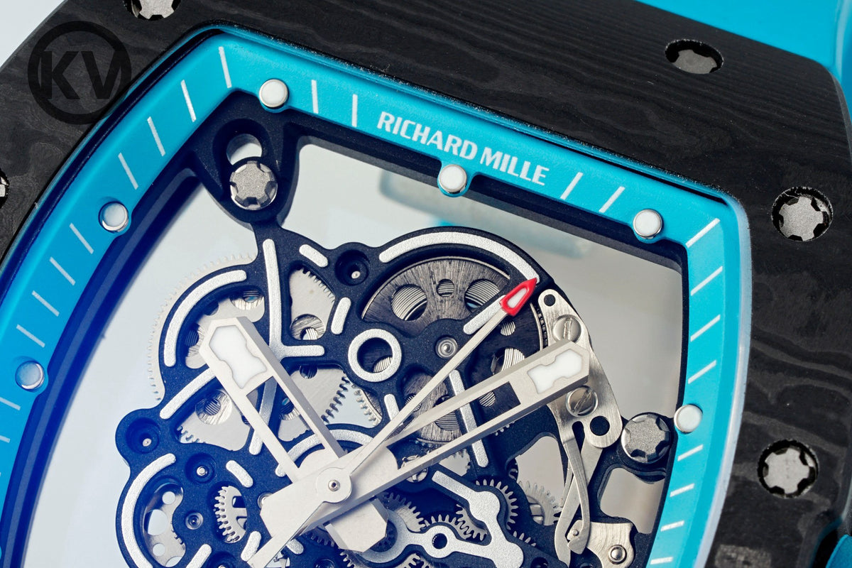 Richard Mille RM055 Tonneau Hollow Automatic Watch Light 74.3g FKM Rubber Strap