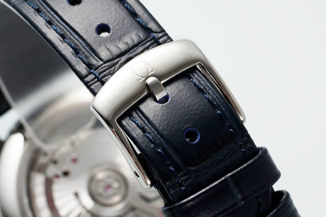 Omega De Ville Power‑Reserve Automatic Mechanical Watch, Genuine Calfskin Leather Strap