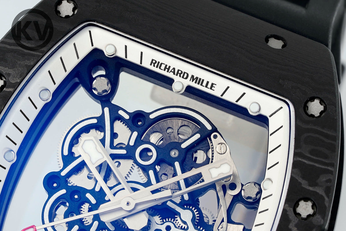 Richard Mille RM055 Tonneau Hollow Automatic Watch Light 74.3g FKM Rubber Strap