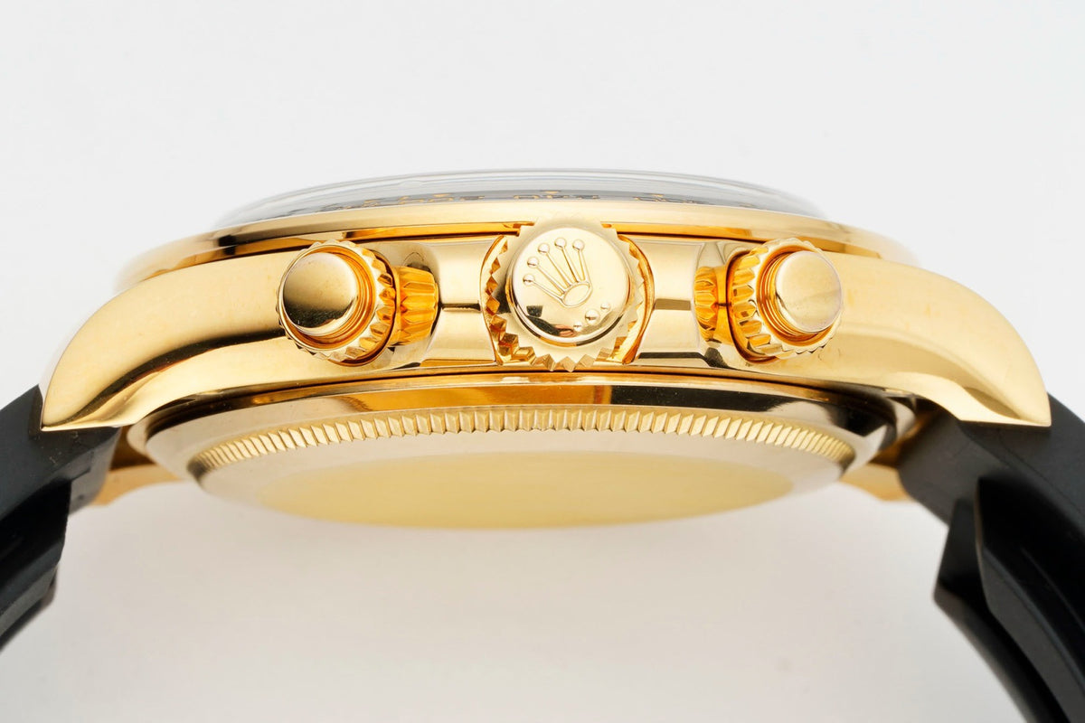 Rolex Cosmograph Daytona 40mm Rubber Strap Weighted 18K Gold‑Plated Cal.4131 Chronograph Movement