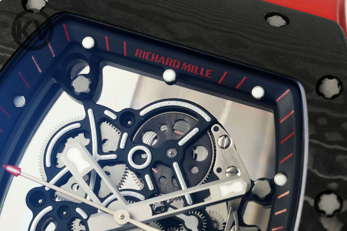 Richard Mille RM055 Tonneau Hollow Automatic Watch Light 74.3g FKM Rubber Strap