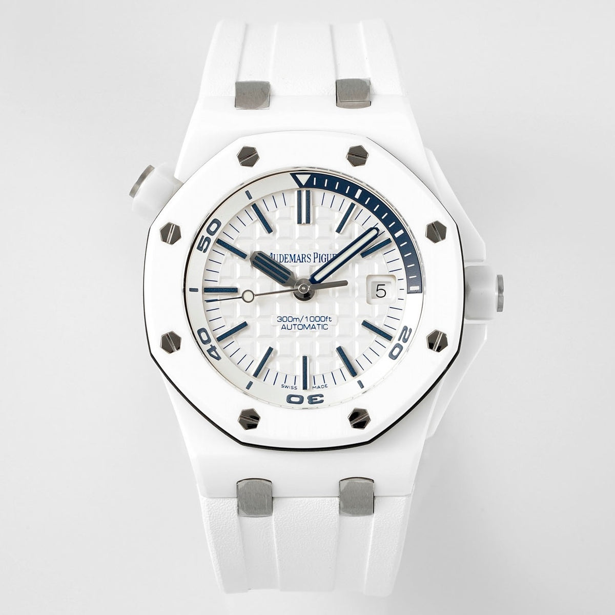 Audemars Piguet Royal Oak Offshore Diver 15707CB White Ceramic Watch | APS Factory Cal.3120 Integrated Movement