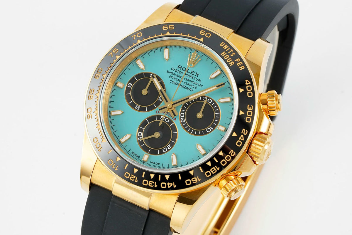 Rolex Cosmograph Daytona 18K Gold Plated Automatic Chronograph Watch Rubber Strap