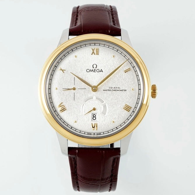Omega De Ville Power‑Reserve Automatic Mechanical Watch, Genuine Calfskin Leather Strap