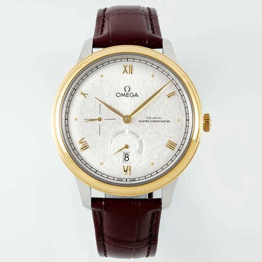 Omega De Ville Power‑Reserve Automatic Mechanical Watch, Genuine Calfskin Leather Strap