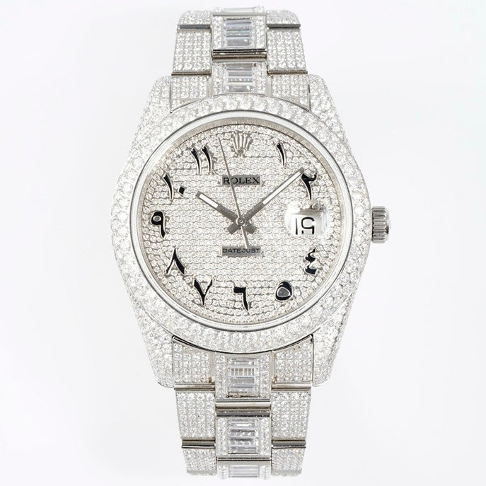 Rolex TW Factory Fully Iced‑Out Datejust 41mm Men Watch, Full Paved Stones, 2824 Automatic Movement