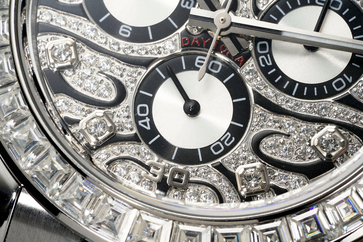 Rolex PPM Tiger Eye Moissanite Chronograph