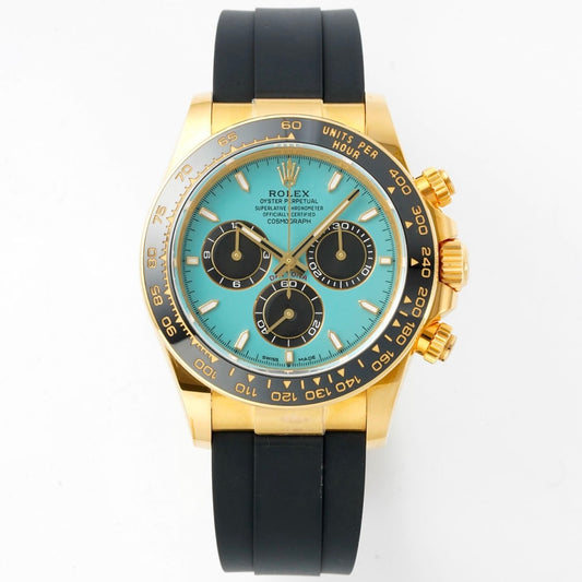 Rolex Cosmograph Daytona 40mm Rubber Strap Weighted 18K Gold‑Plated Cal.4131 Chronograph Movement