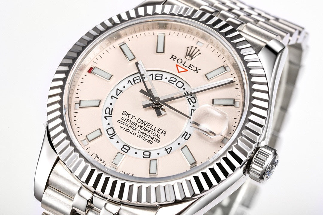 Rolex Sky‑Dweller Watch 42mm 904L Steel 9002 Automatic Movement Ring Command Bezel