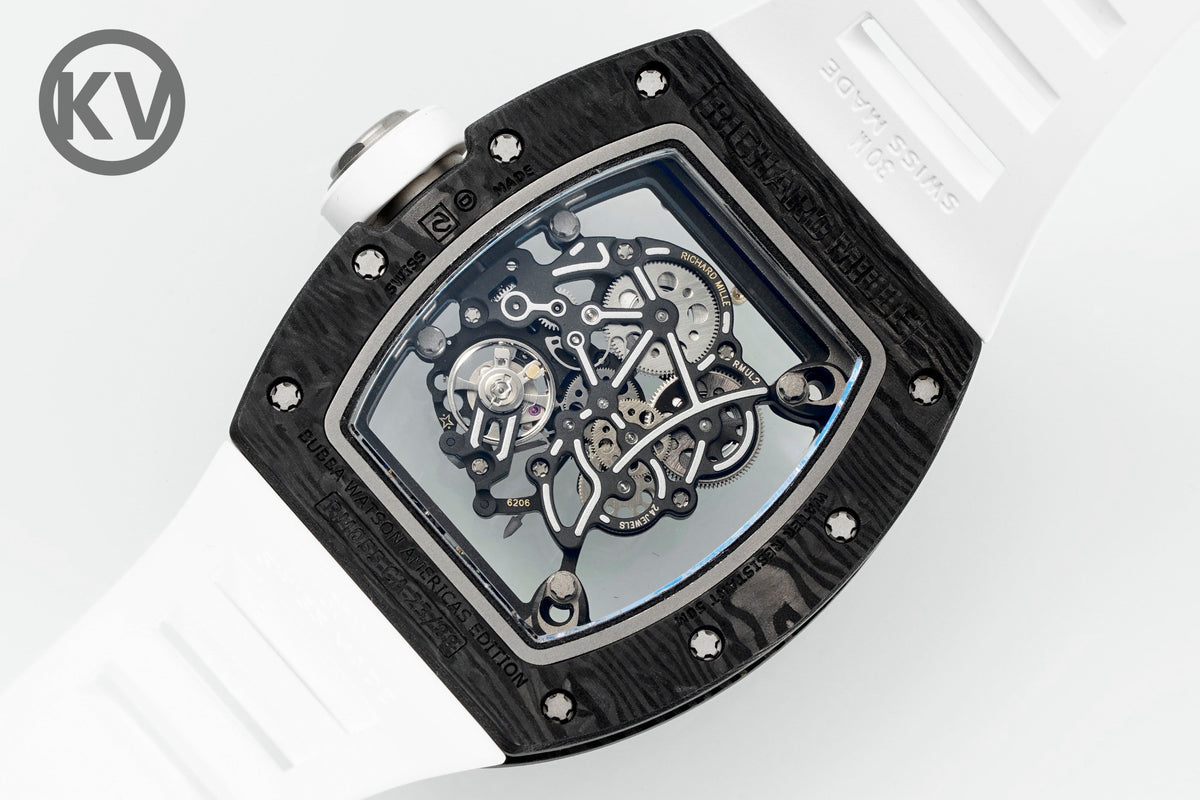Richard Mille RM055 Tonneau Hollow Automatic Watch Light 74.3g FKM Rubber Strap