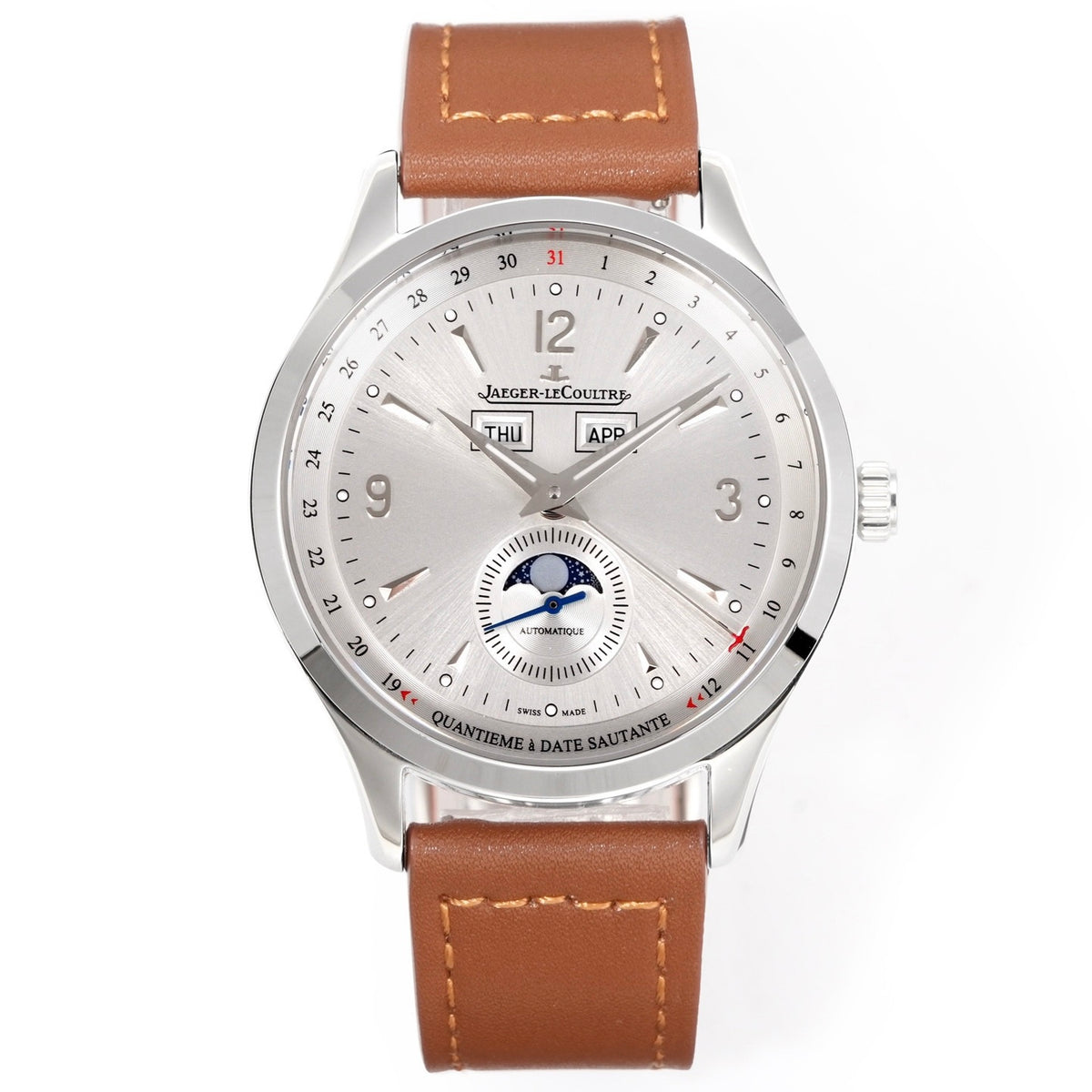 Jaeger-LeCoultre Master Calendar Moon Phase Automatic Watch 40mm Genuine Leather Strap