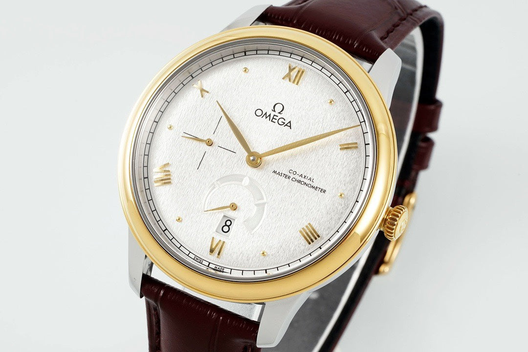 Omega De Ville Power‑Reserve Automatic Mechanical Watch, Genuine Calfskin Leather Strap