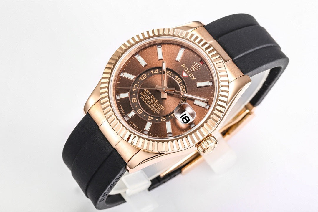Rolex Sky‑Dweller Watch 42mm 904L Steel 9002 Automatic Movement Ring Command Bezel