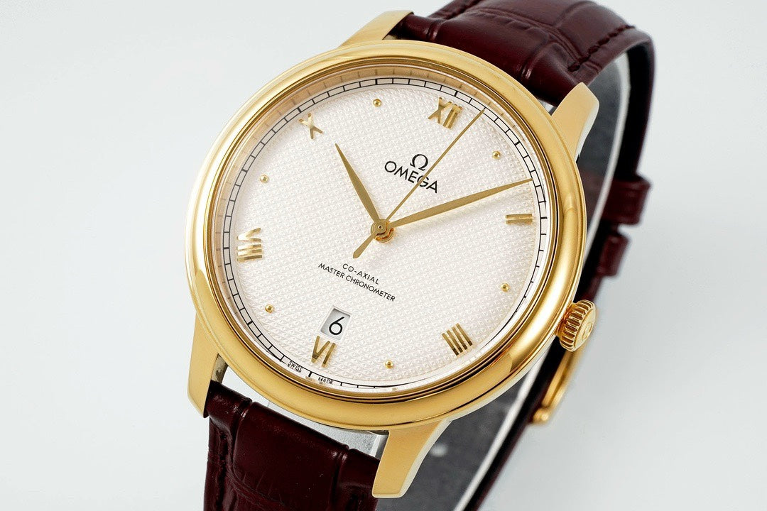 Omega De Ville Power‑Reserve Automatic Mechanical Watch, Genuine Calfskin Leather Strap
