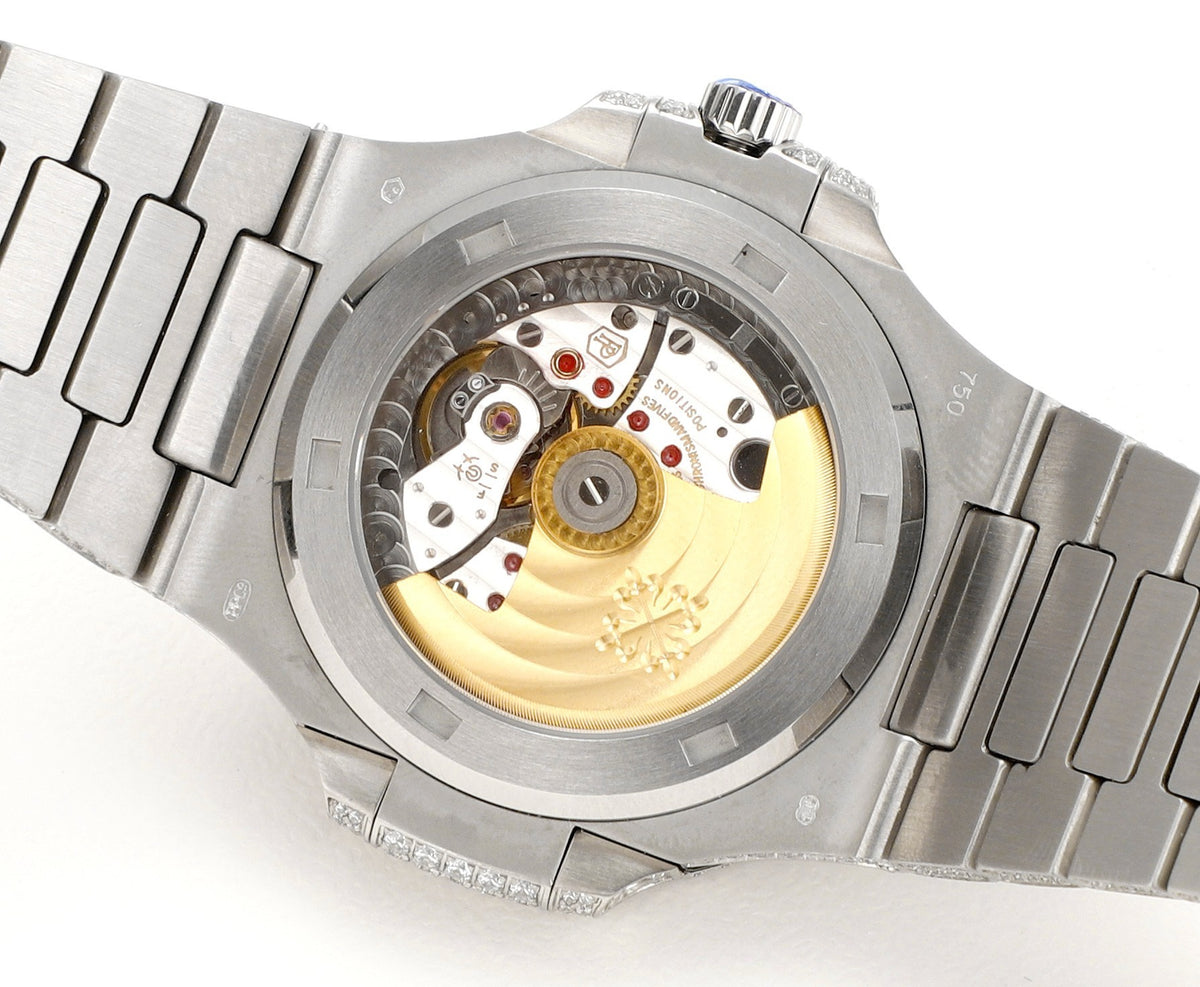 Patek Philippe Nautilus 40mm Full Diamond Automatic Watch | Cal.324 SC Movement Stainless Steel Bracelet