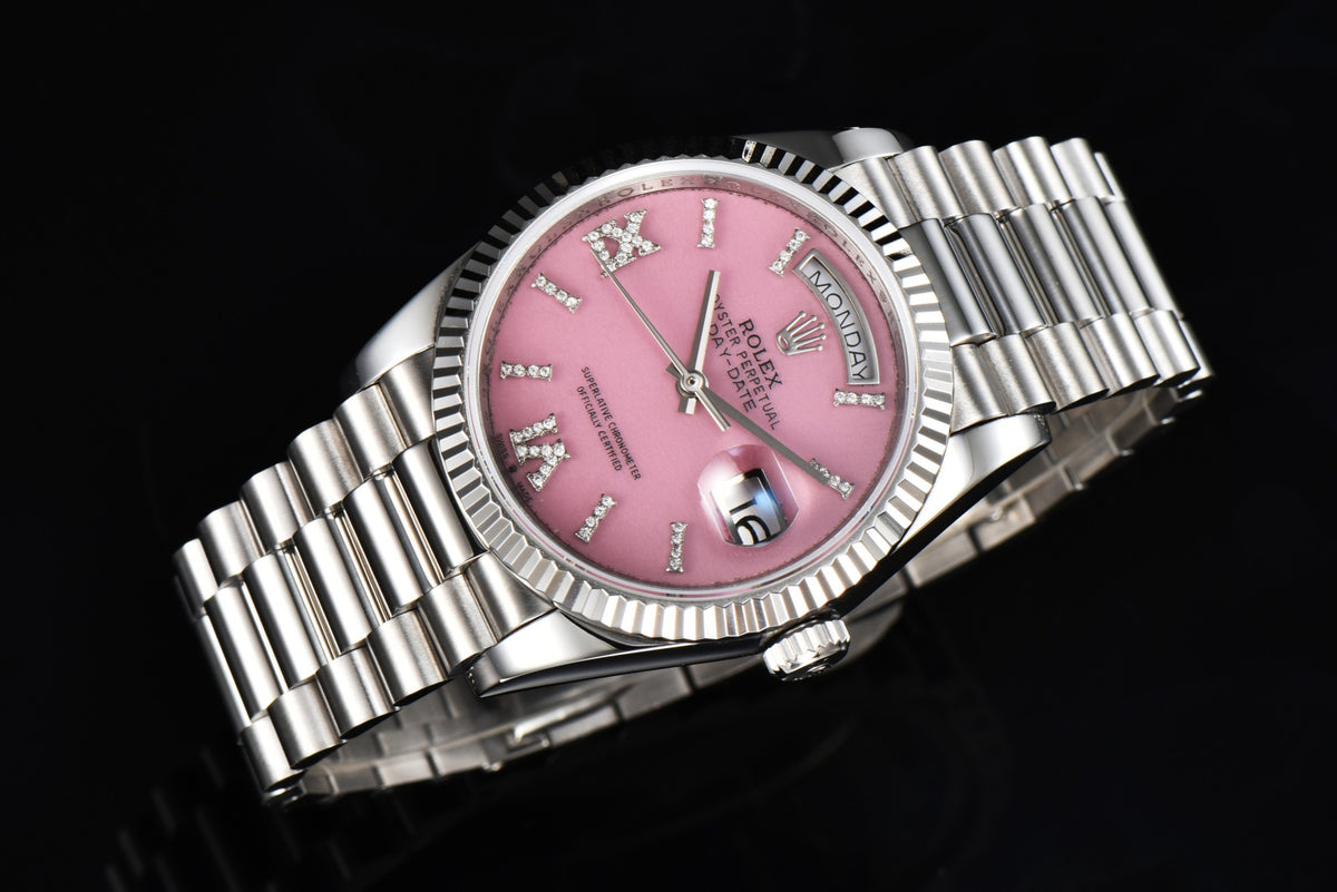 Rolex Day-Date 36 Hidden 6 Diamond Roman Markers | CS Factory Natural Gemstone Dial 904L Steel Watch
