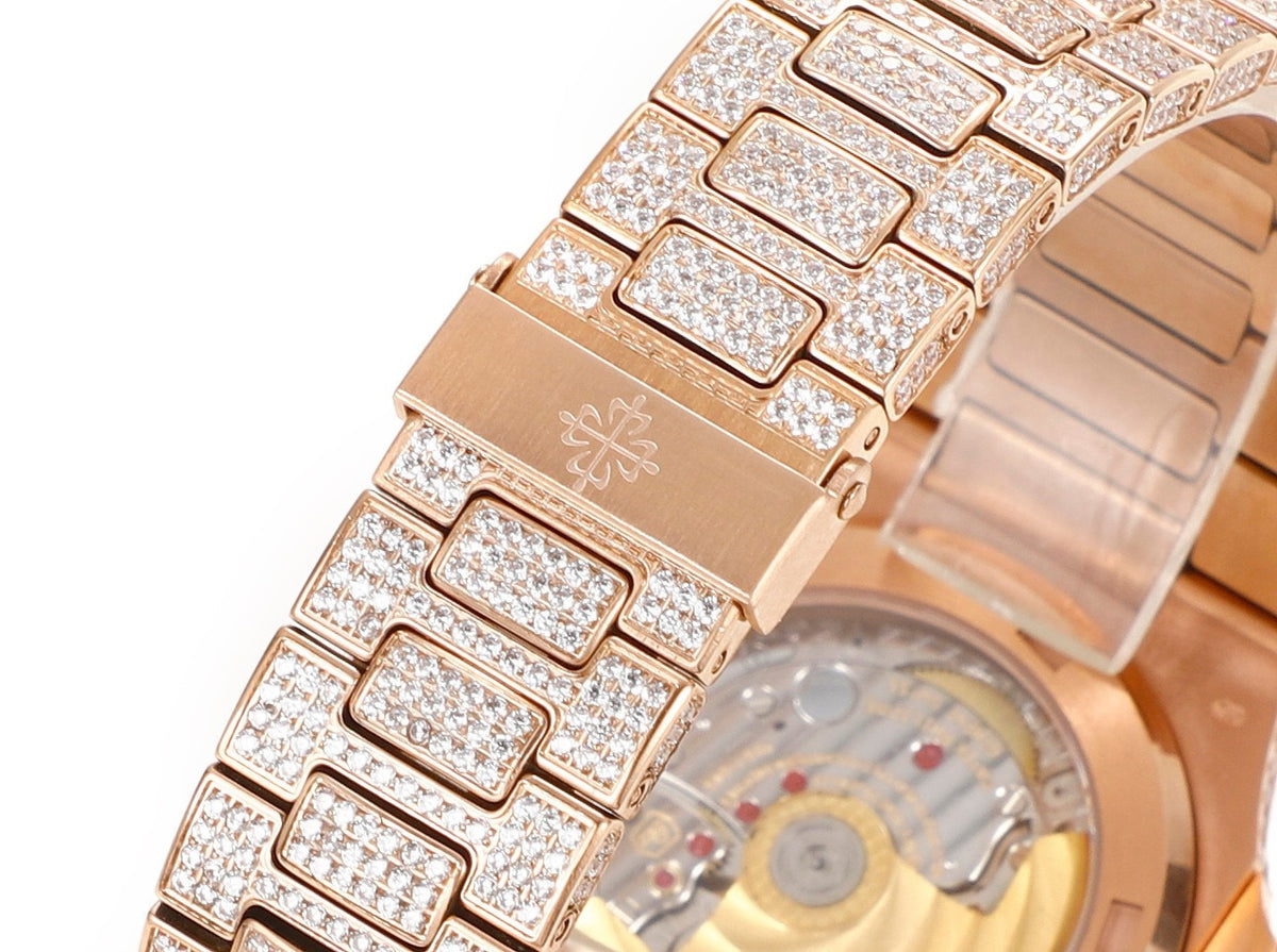 Patek Philippe Nautilus 40mm Full Diamond Automatic Watch | Cal.324 SC Movement Stainless Steel Bracelet
