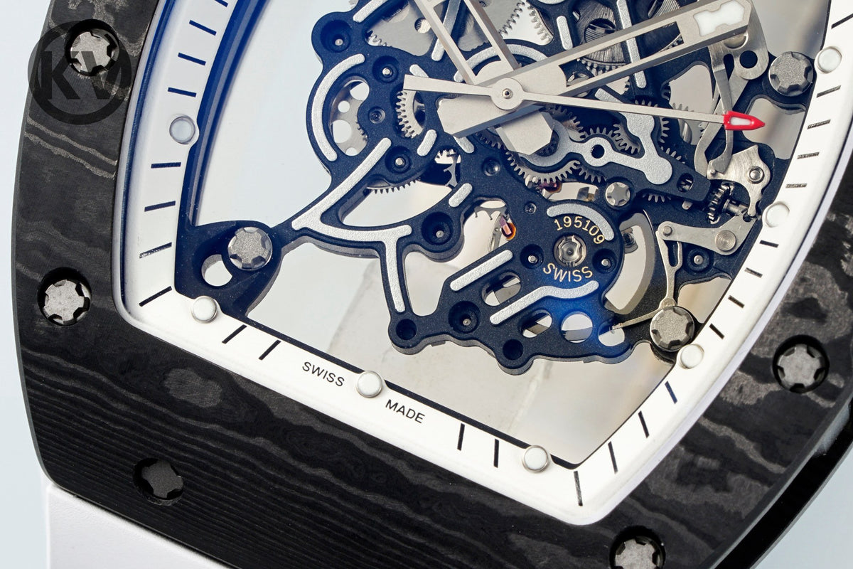 Richard Mille RM055 Tonneau Hollow Automatic Watch Light 74.3g FKM Rubber Strap