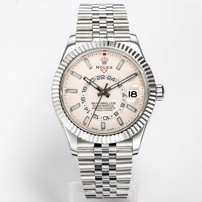 Rolex Sky‑Dweller Watch 42mm 904L Steel 9002 Automatic Movement Ring Command Bezel