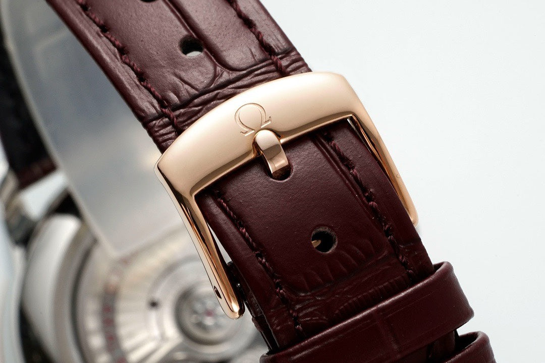 Omega De Ville Power‑Reserve Automatic Mechanical Watch, Genuine Calfskin Leather Strap