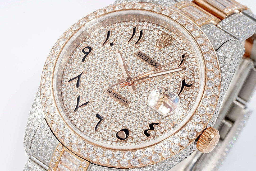 Rolex TW Factory Fully Iced‑Out Datejust 41mm Men Watch, Full Paved Stones, 2824 Automatic Movement
