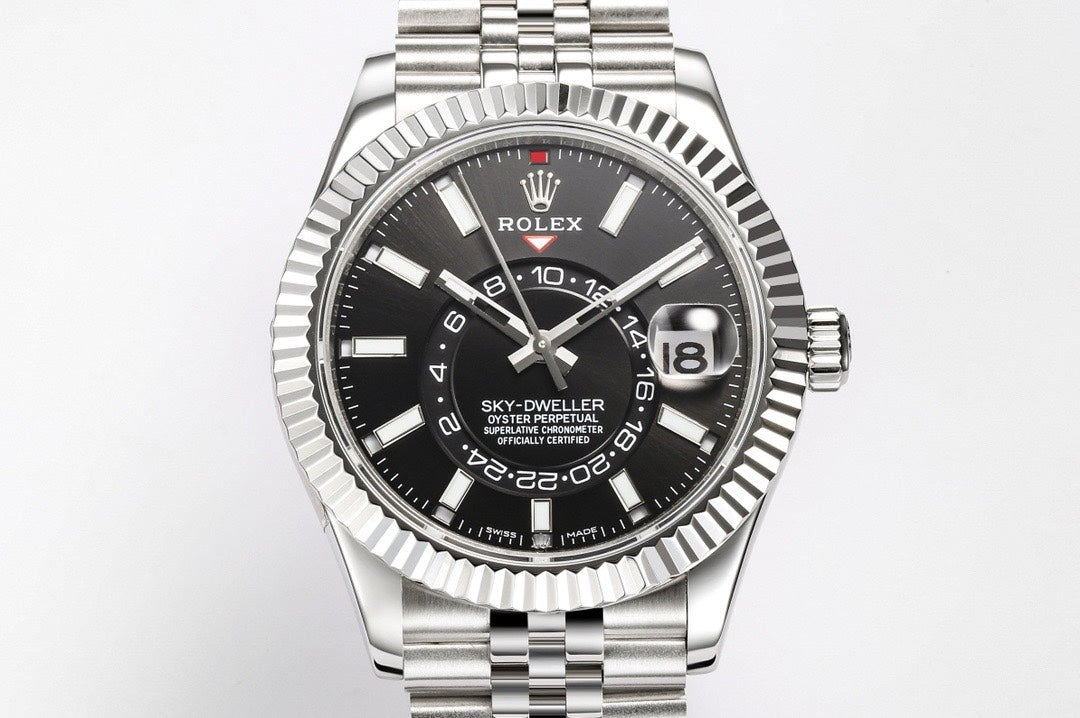 Rolex Sky‑Dweller Watch 42mm 904L Steel 9002 Automatic Movement Ring Command Bezel